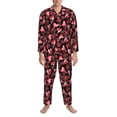 thumbnail image 3 of Honeii Ladybugs and Red Hearts Pattern Mens Pajamas Set,2pcs Men's Lounge Long Sleeve Sleep Shirt and Pajama Bottoms Sleepwear Set,Mens Pjs Sets-Small, 3 of 7