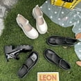 thumbnail image 4 of GEZHEN Women's Mary Jane Shoes Thick Sole Bow Pearl Decoration Gothic Sweet Looking Platform Leather Decoration Non Slip Low Top Platform Shoes, 4 of 7