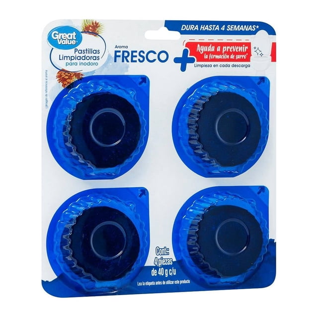 Pastillas limpiadoras de inodoro Great Value azules 4x40 g c/u