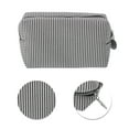thumbnail image 4 of Ofertas Únicas 1 Pc Bolsa de Maquillaje con Patrón Rayado para Viaje Negro Seersucker, 4 of 5