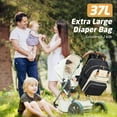 thumbnail image 4 of Diaper Bag Backpack - Extra Large Diaper Bag for 2 Kids Twin, Travel Baby Bags for Mom Dad 25-37L Expandable with Changing Pad Earphone Hole, Apricot Black, 4 of 8