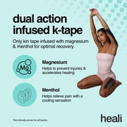Heali PRO Kinesiology Tape, 20 Pre-Cut Strips, Synthetic Silk, Menthol, Blue, Pack of 1