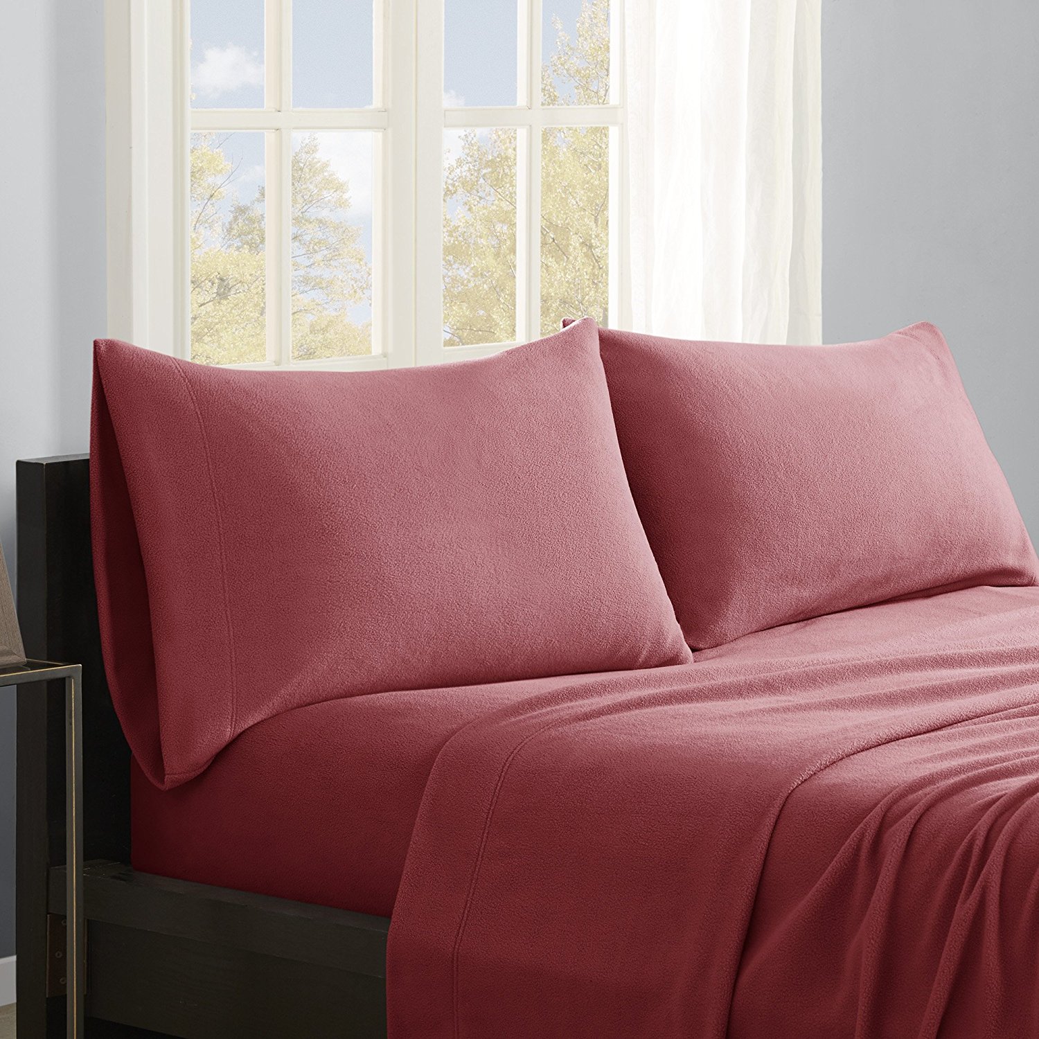Micro Fleece Sheet Set, Full, Red, Set includes: 1 flat ...