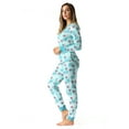 thumbnail image 2 of #FollowMe Women's Printed Henley Thermal Underwear Set with Jogger Pant (Aqua - Snowflake, Large), 2 of 2