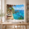 thumbnail image 5 of Infinity Pool on a Tropical Terrace with Sea Arch and Bougainvillea, Serene Coastal Art for Beach Lovers, Scenic Wall Decor Housewarming Gift Tapestry Wall Hanging for Bedroom and Living Room, 5 of 7