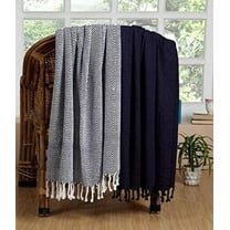 Luxurious Hand Woven Cozy Warm 100% Cotton All Season Light Weight Couch Chair Bed Decorative Throw Blankets Chevron 50x60 Inch Set of 2