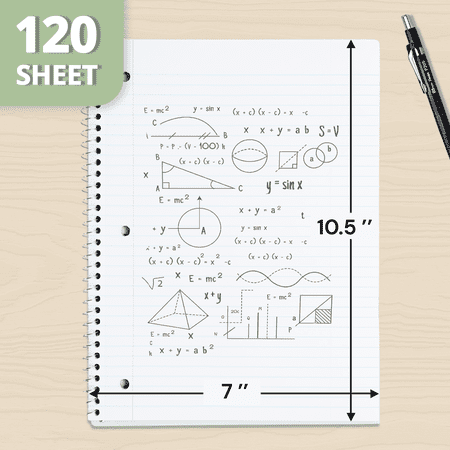 ONAVIA 3 Subject Spiral Notebook, 5 Pack, College Ruled Notebook with 3 Divider Pockets, 8" x 10.5", 3 Hole Punched for Work, 120 Sheets, Assorted Colors