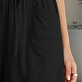 thumbnail image 5 of Pants for Women with Pockets 100% Cotton Decorative Button Drawstring Cropped Pants, 5 of 7