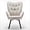 Ivory, variant on Mid-Century Modern Wingback Accent Chair, Button-Tufted Polyester Fabric Armchair with Solid Wood Splayed Legs for Living Room Bedroom Home Office