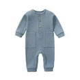 thumbnail image 2 of Luxalzxs Baby Long Sleeve Onesies Newborn Baby Boy Girl Sweater Romper Solid Color Button Up Knitted Jumpsuit Cute Infant Winter Outfits, 2 of 3