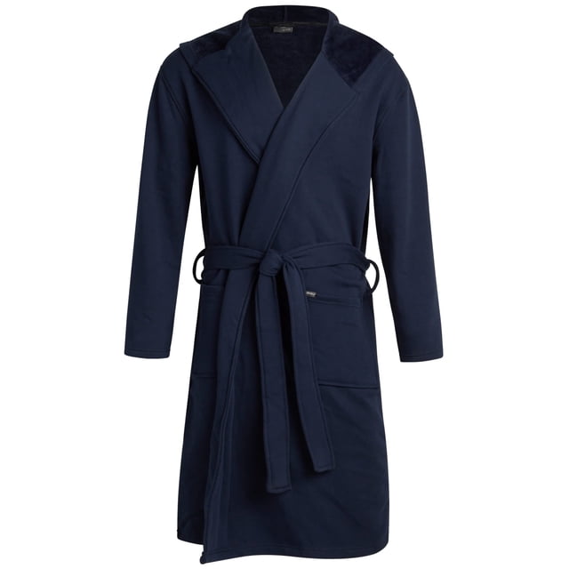 Eddie Bauer Menâs Bonded Fleece Robe, Navy, Medium