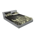 thumbnail image 2 of Ambesonne Retro Fitted Sheet & Pillow Sham Set, Grunge Empire State NYC, Full, Grey Yellow, 2 of 2