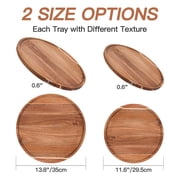 Round Wood Tray, Wooden Serving Tray, Acacia Plates, Appetizer Charcuterie Board, Tray Organizer for Kitchen/Countertop, 11.8 x 11.8 x 0.8 inch