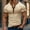 Khaki#03, variant on Handshe Men Short-sleeve Beefy Tshirts Cotton Muscle Basic Solid Tee Tops Splicing Round-neck Blouses Shirts Gym Clothes