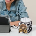thumbnail image 6 of POLERO PU Leather Square Tissue Box Cover - Brown Highland Cow Sunflower Tissue Cube Box Holder with Metal Button Bottom, Decorative Organizer for Vanity Toilet Night Stand Table Office Car, 6 of 7