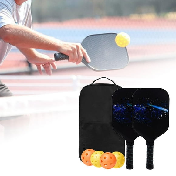 Ensemble de Palettes de Pickleball Sac de Transport pour Raquettes Bois 4 Balles pour Intérieur Femmes Adultes Équipement, 40cmx20cm Grappe d'Étoiles