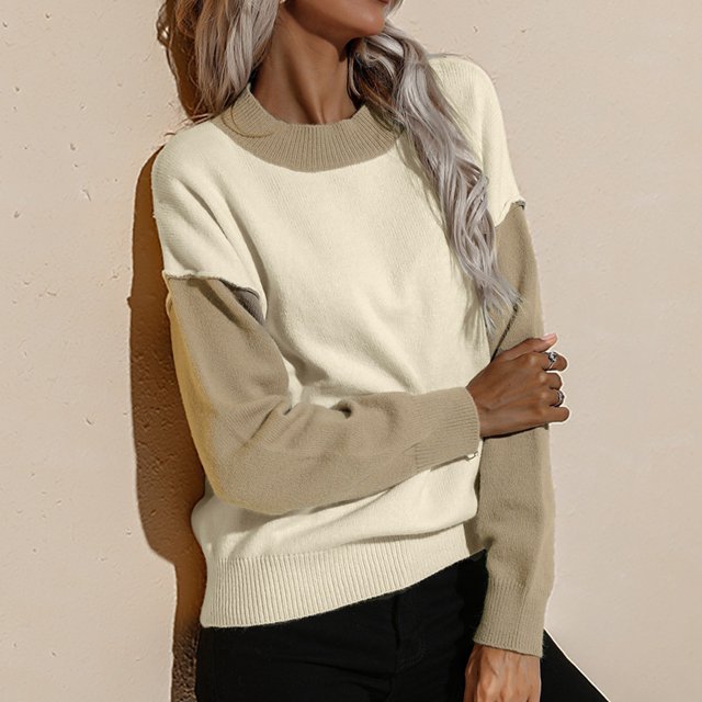 Suéter De Punto Para Mujer, Lavado A Máquina, Suéter De Punto Para Mujer, Colorblock, Cómodo, Casual, Manga Larga Para Uso Diario ANGGREK Otros