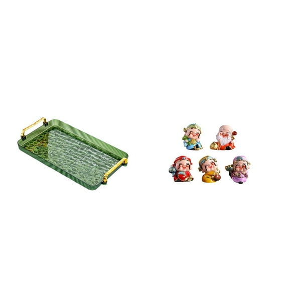 Bandeja para servir,Bandeja rectangular para servir en la cocina con asa,Figura de escritorio,Figura de Dios de la Fortuna de Dibujos Animados,Regalo Feng Shui,Linda estatua del Dios de la