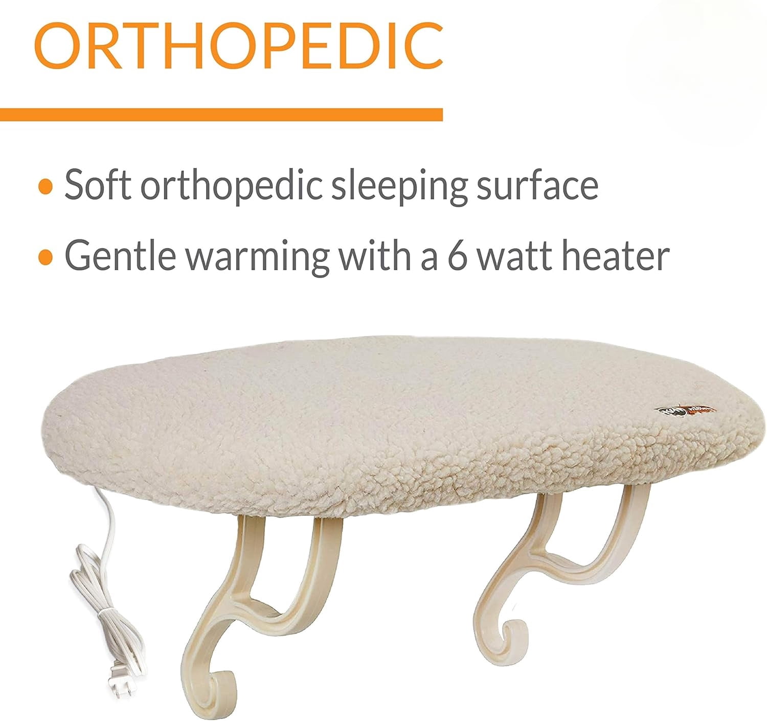 Kitty Sill Heated Cat Window Perch for Large Cats, Orthopedic Window Hammock Bed Holds 40LBS, Washable Cover, Kitty Windowsill Bed Seat for Indoors - Cream Fleece, Heated