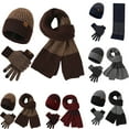 thumbnail image 3 of Lispipm Men's Winter Hat Scarf Gloves Set Fleece Lined Beenie and Touchscreen Gloves with Windproof Long Knit Scarf Warm 3pcs Set Brown, 3 of 4