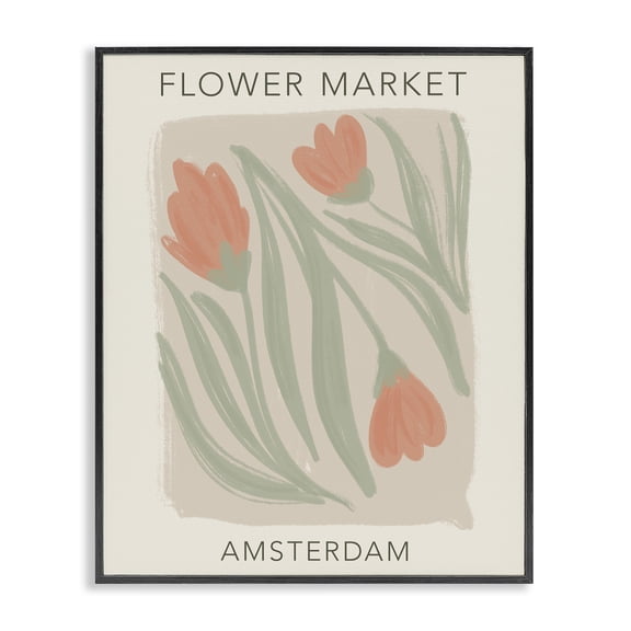 Stupell Industries Soft Amsterdam Flower Market Black Framed Giclee Art, design by Lucille Price