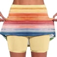 thumbnail image 2 of Ynynloco Women's Rainbow Striped Active Skort 2-in-1 Skirted Shorts High Waisted for Golf Workout Daily Wear, 2 of 6