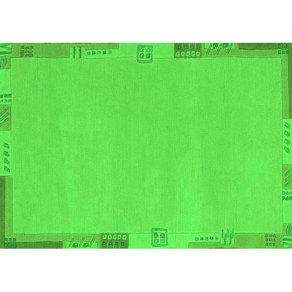 Ahgly Company Indoor Rectangle Abstract Green Modern Area Rugs, 2' x 4'