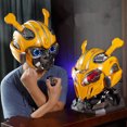 thumbnail image 3 of Bumblebee 1:1 Helmet English Voice Control Mask Action Figure Bluetooth Base Light Up Eyes Collection for Kids Christmas Gift, 3 of 5
