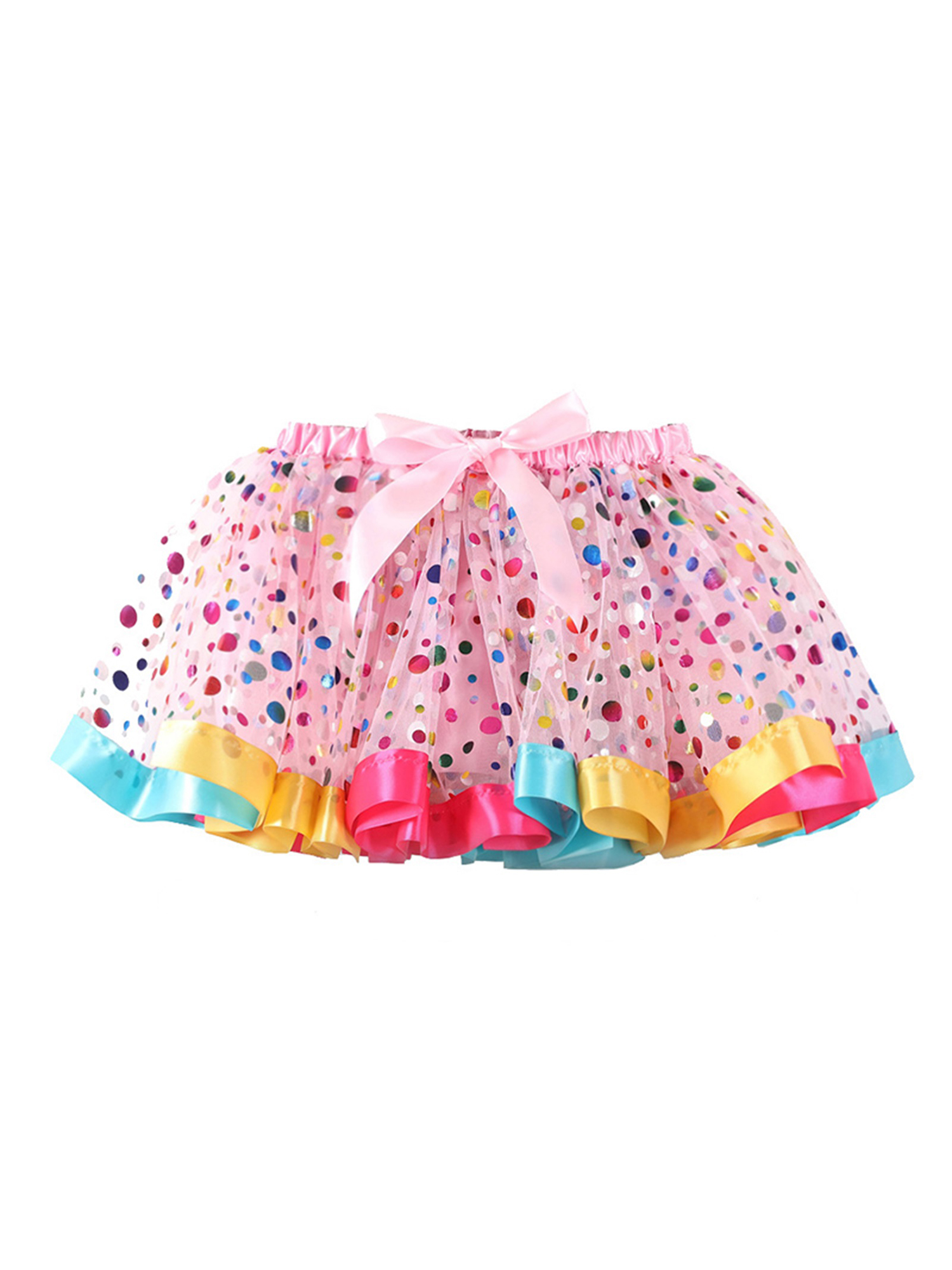 Kids Girls Tulle Tutu Mini Skirts Star / Dot Print High Waist ALined