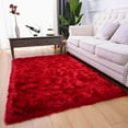 thumbnail image 2 of TWINNIS Super Soft Shaggy Faux fur Area Carpet for Home Decor,3'x5',Red, 2 of 7