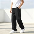 thumbnail image 4 of Jessboyy Sweatpants for Boys Loose Fit Straight Leg Open Bottom Sweatpant with Pockets Elastic Waist Casual Fall Winter Boy Pants Black,9-10 Years, 4 of 9