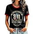 thumbnail image 2 of 911 Never Forget Short Sleeve Tops for Women 9/11 25th Anniversary Shirt Patriotic American Flag Memorial Honor Tops Black XXL, 2 of 4