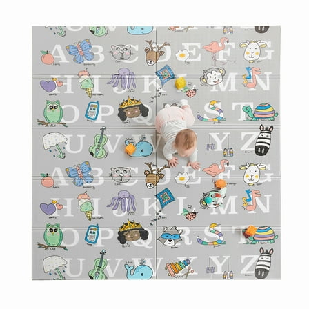 Regalo Sensory & Learning My Play Mat™, Foldable & Reversible Waterproof Foam Play Mat, 77" x 71"