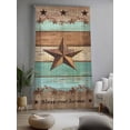 thumbnail image 2 of Sheer Curtains 96 Inches Long, Western Texas Star Vintage Semi Sheer Curtains Light Filtering Window Treatment, Retro Farmhouse Brown Green Wood Grain Privacy Voile Drapes for Living Room 52x96 Inch, 2 of 7