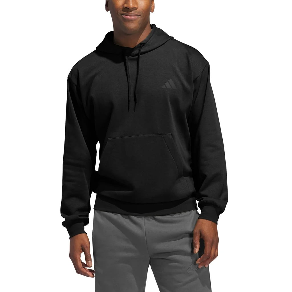 adidas Men's Fleece Hoodie Pullover with Kangaroo Pocket US, Alpha, Medium, Regular, Regular, Black