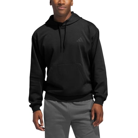 adidas Men's Fleece Hoodie Pullover with Kangaroo Pocket US, Alpha, Small, Regular, Regular, Black