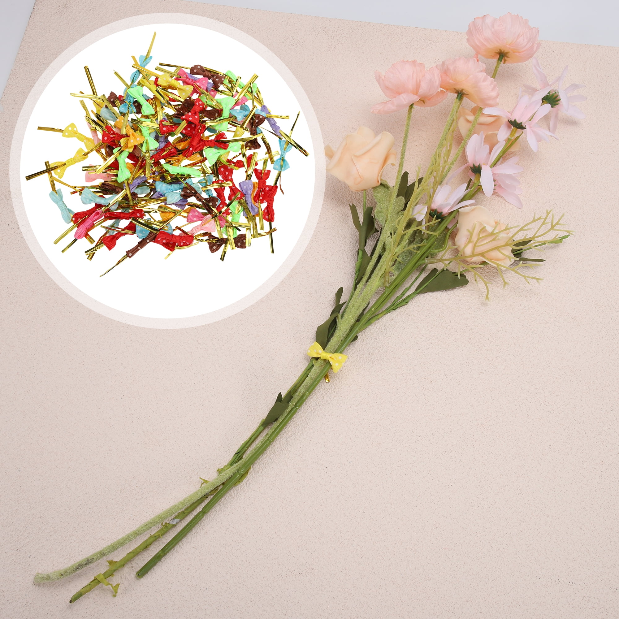 Unique Bargains Cute Twist Tie Bows in Mixed Colors 100pcs for Crafting Gift Packaging