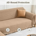 thumbnail image 5 of Sanmadrola Couch Cover for 3 Cushion Couch Sofa Cover Sectional Sofa Cover for Dog Sofa Slipcover Washable Couch Covers for L-Shape Sofa Reversible Sofa Protector 71''x134'' Khaki 1 Piece, 5 of 8