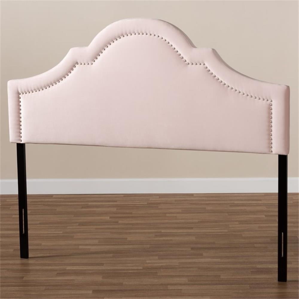 Baxton Studio Rita Velvet and Wood Queen Headboard in Light Pink
