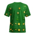 thumbnail image 4 of Pisexur Hauts pour Femmes St. PASCAL's Day Imprimé Col Rond Couleur Unie Manches Courtes Décontracté Ample Chemise Vert,3TG, 4 of 8