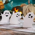 thumbnail image 3 of 3 Pieces Halloween Ghost Haunted House Decorations Wooden Ghost Theme Table Centerpieces Rustic Wood Sign Spooky Table Sign for Fall Halloween Party, 3 of 8