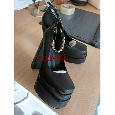 

2021 New Brand Women Sandals Summer Shoes Sexy Thick High Heels Platform Black Red Yellow Dress Party Wedding Shoes Woman Pumps