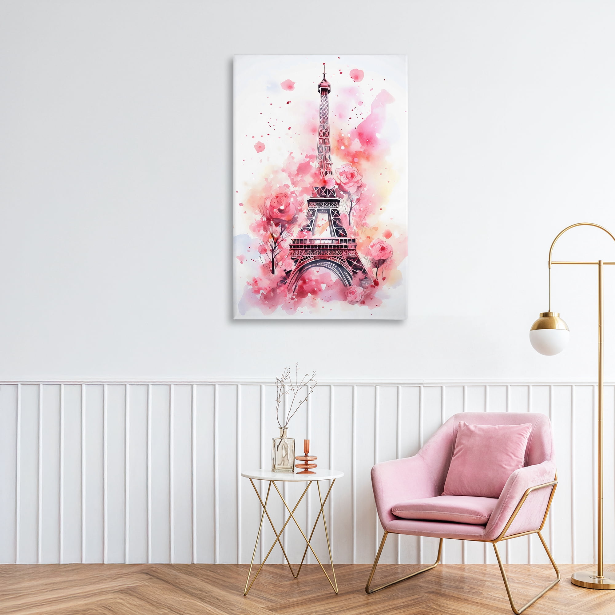 Stupell Industries Eiffel Tower In Roses Canvas Wall Art, design by Creative Studio