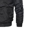 thumbnail image 3 of IROINNID Men's Long Sleeve Bomber Jacket Stand Collar Short Jacket Solid Color Loose Autumn And Winter Tooling Wind Jacket Coat, 3 of 3