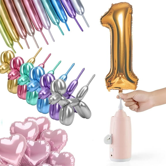 Electric Magic Balloon Pump, Electric Air Inflator Party Air Blower Pump with 1 Nozzle 1 Balloon Cutter and 10 Pcs Long Balloons,Great for Twisty Curly Balloon, Foil Balloons