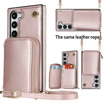 Samsung Galaxy S20 Plus Crossbody Wallet Case, Zipper Pocket Phone Case Cross Body Strap with RFID Blocking Carring Bag Credit Card Premium Leather Kickstand Shockproof Case, Rosegold