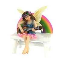 GlitZGlam Megan The Rainbow Fairy with Rainbow Bench – a Miniature Fairy Figurine for Your Fairy Garden