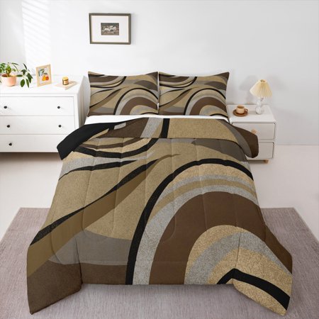 Feelyou Vintage Art Circle Bedding Comforter Set for Kids Abstract Geometric Twin Comforter Sets Retro Minimalism Reversible Bedding Set Ultra Soft Home Decor 2pcs