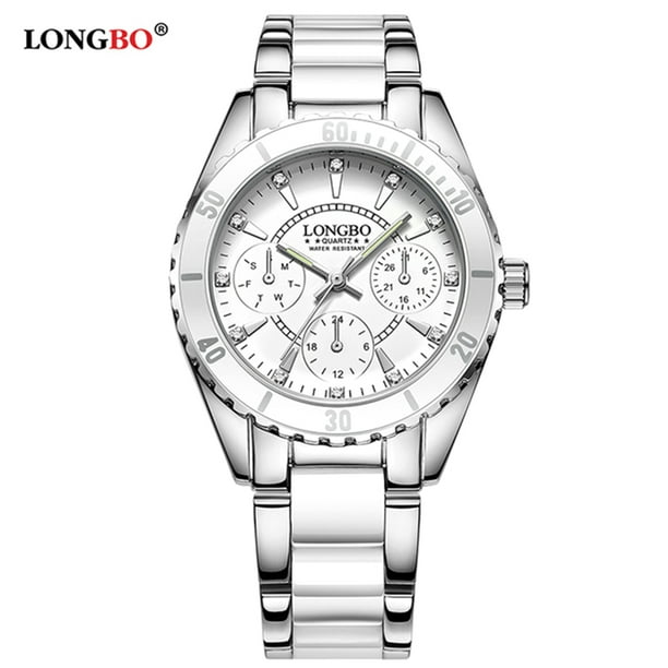 Longbo Women Fashion Watch Ceramic And Alloy Band Analog