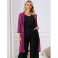 thumbnail image 4 of DARING DIVA Lace 3/4 Sleeve Crochet Open Front Long Cardigans S Purple, 4 of 7